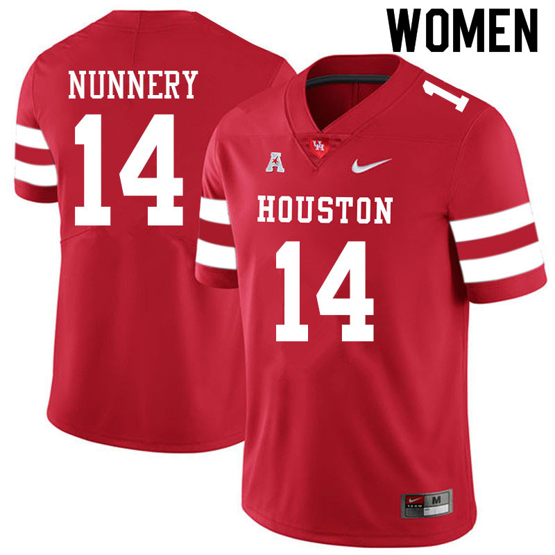 Women #14 Mannie Nunnery Houston Cougars College Football Jerseys Sale-Red - Click Image to Close